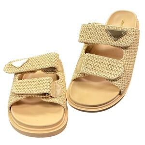 Lemonade Toscany Chic Raffia Slide Sandals Size 8